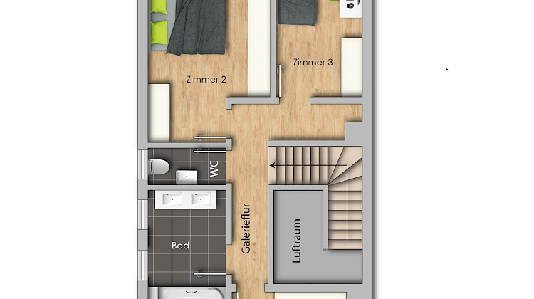 möblierter Grundriss - Obergeschoss